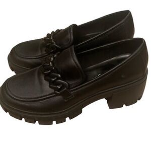 Madden Girl Chunky Black Loafers with Chain